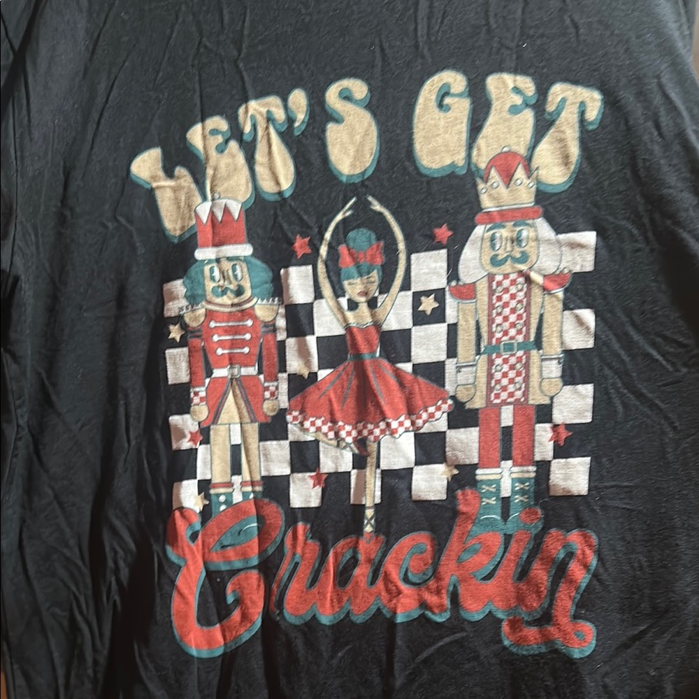 Moa Moa Black Tee with Nutcracker and Ballerina Design